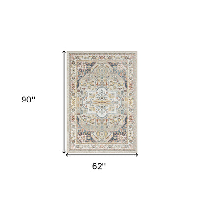 5' X 7' Ivory Abstract Area Rug