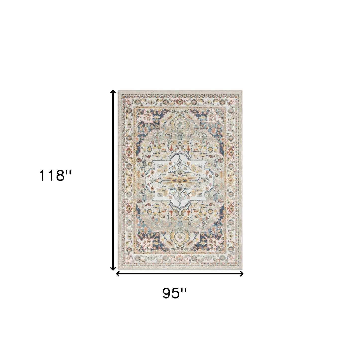 5' X 7' Ivory Abstract Area Rug