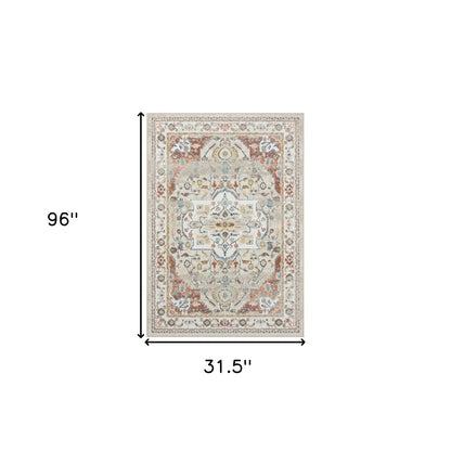 5' X 7' Ivory Abstract Area Rug