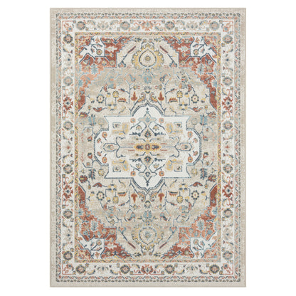 5' X 7' Ivory Abstract Area Rug