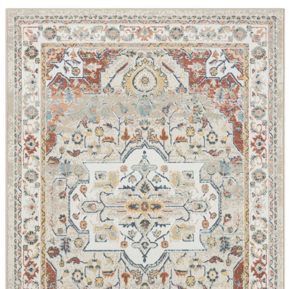 5' X 7' Ivory Abstract Area Rug