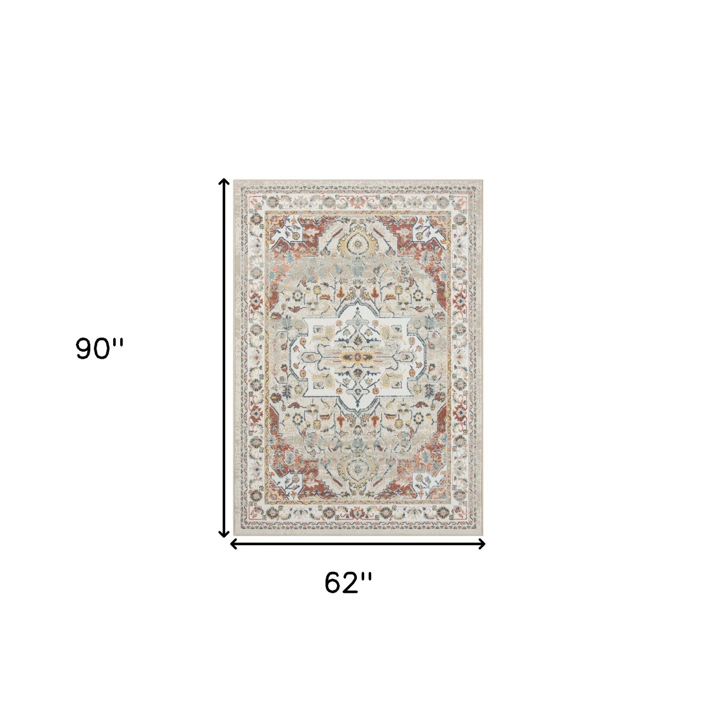 5' X 7' Ivory Abstract Area Rug