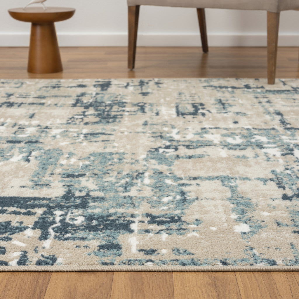 4' X 6' Blue and Gray Abstract Power Loom Area Rug