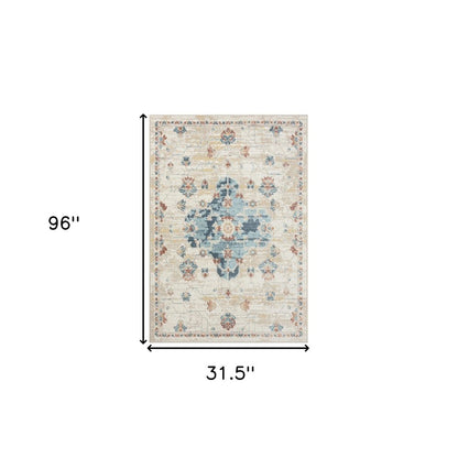 8' X 10' Ivory Medallion Area Rug