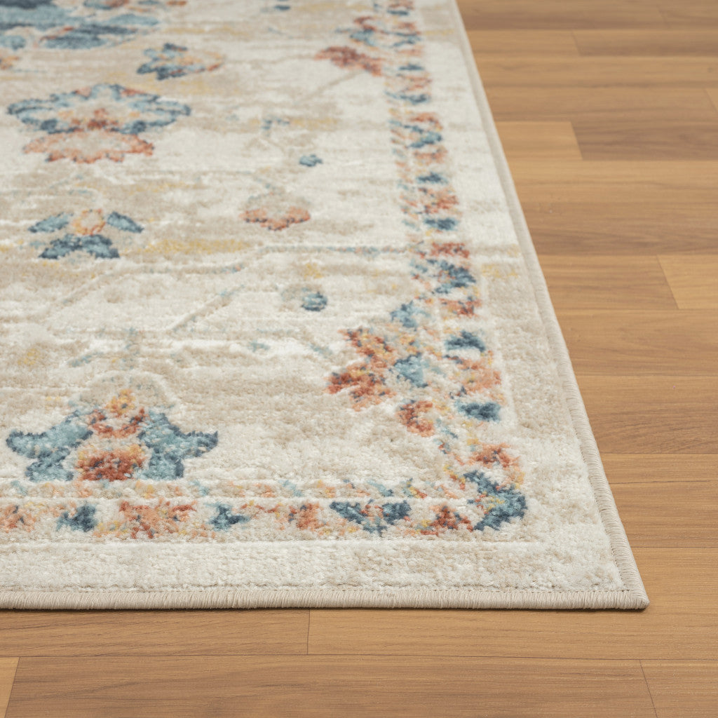 8' Ivory Medallion Runner Rug