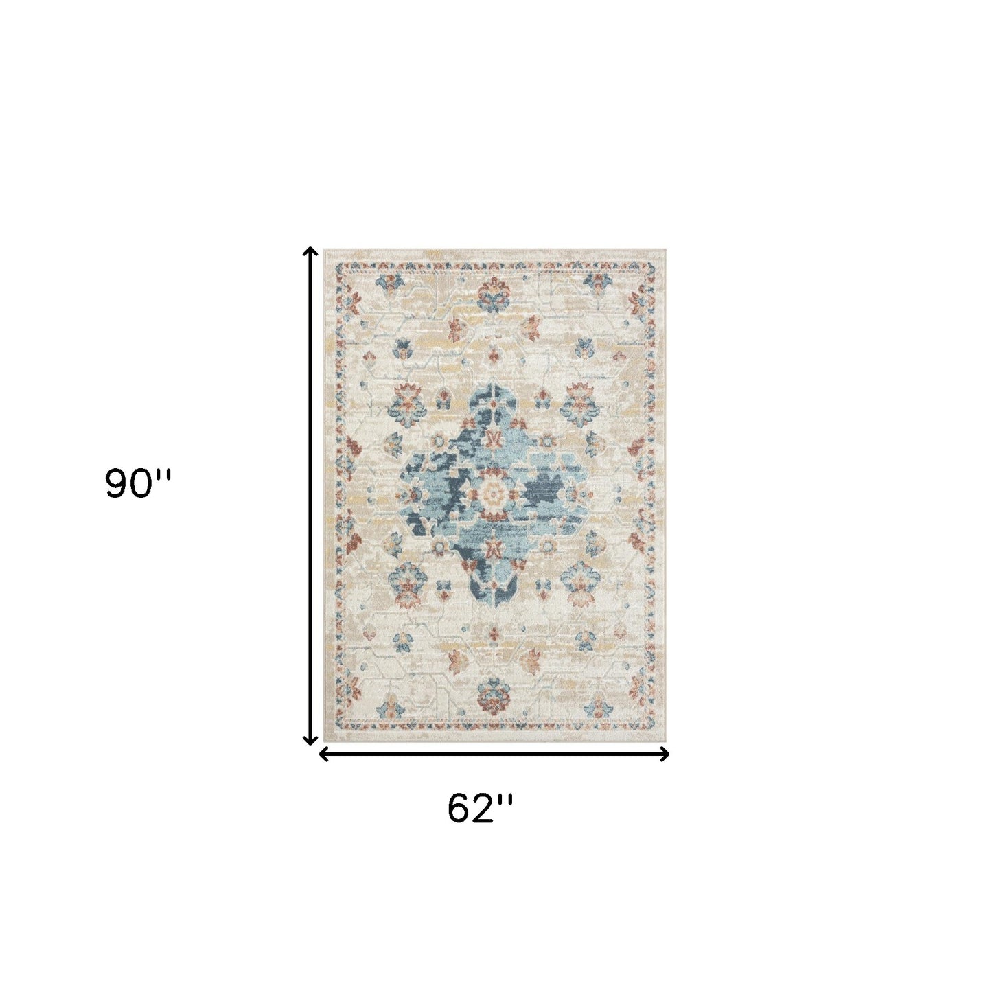 8' Ivory Medallion Runner Rug