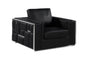 47" Black And Silver Top Grain Leather Club Chair