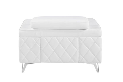 42" White And Silver Top Grain Leather Club Chair