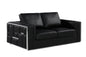 73" Black And Silver Metallic Top Grain Leather Loveseat