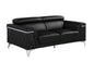 70" Black And Silver Metallic Top Grain Leather Loveseat