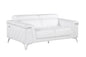 70" White And Silver Metallic Top Grain Leather Loveseat