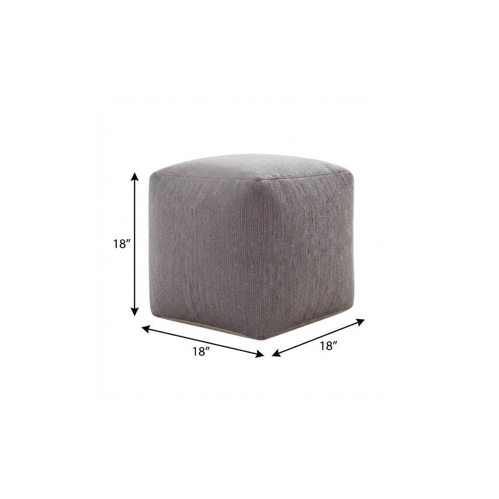 18" Gray Chenille Cube Pouf Ottoman