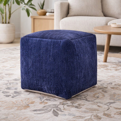 18" Gray Chenille Cube Pouf Ottoman