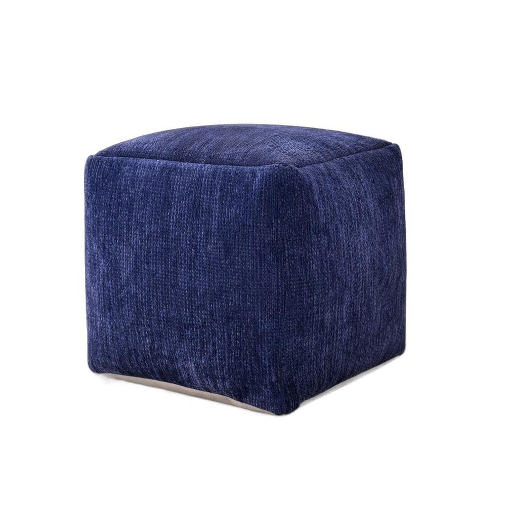 18" Gray Chenille Cube Pouf Ottoman