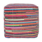 18" Red And Black Cotton Cube Striped Pouf Ottoman