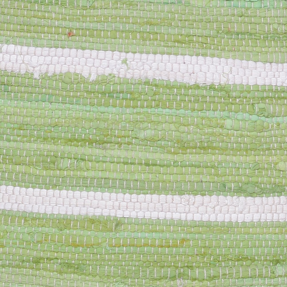 18" Green and White Cotton Striped Cube Pouf Ottoman