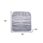 18" Blue and White Cotton Striped Cube Pouf Ottoman