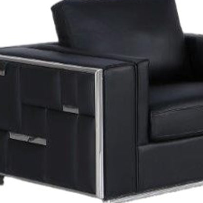 Black Top Grain Leather Five Person Seating Set