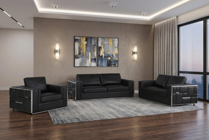 Black Top Grain Leather Five Person Seating Set