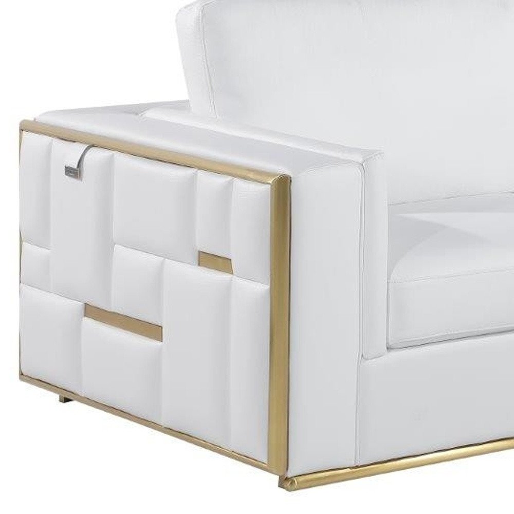 White Top Grain Leather Five Person Seating Set