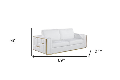 White Top Grain Leather Five Person Seating Set