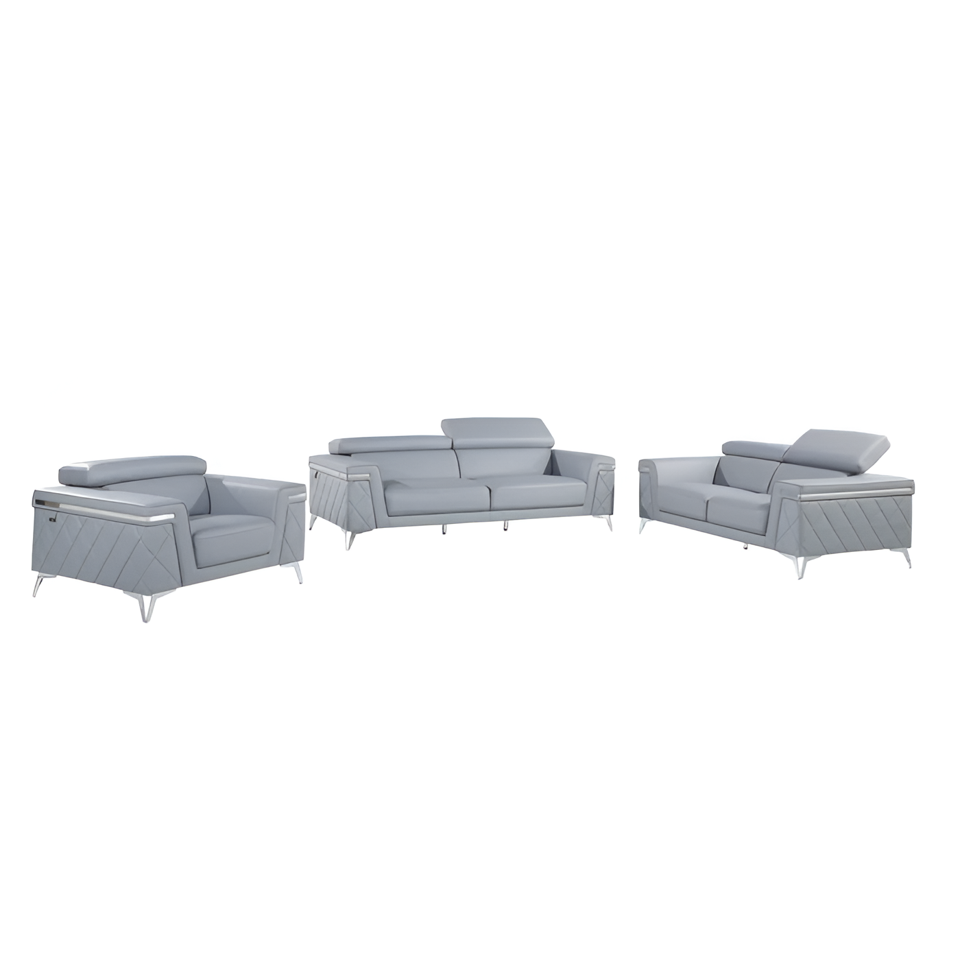 Three Piece Indoor Blue Five Person Seating Set