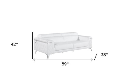 White Top Grain Leather Five Person Seating Set