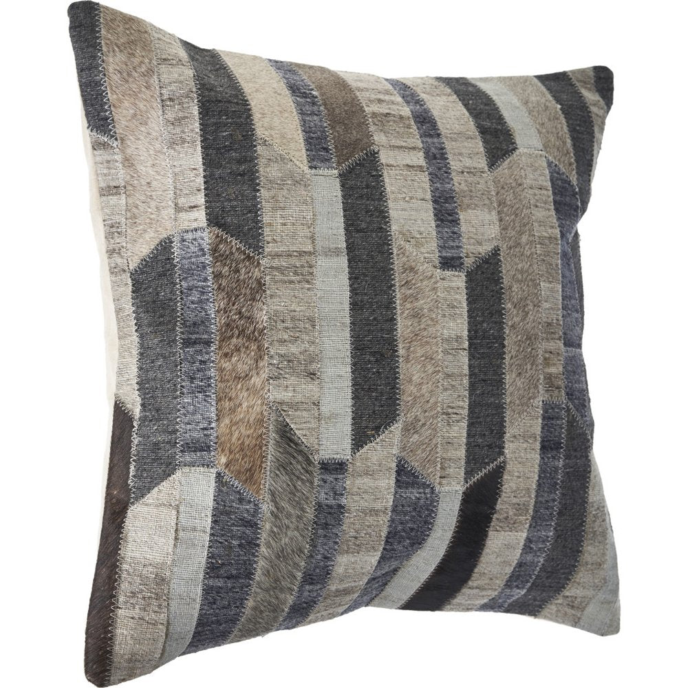 20" Beige and Gray Throw Pillow