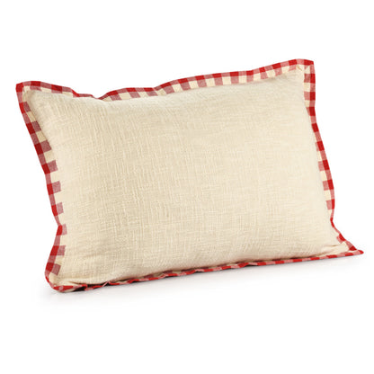 16" X 24" Ivory and Red Christmas Cotton Zippered Pillow