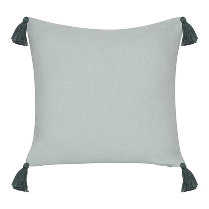 20" X 20" Olive Green Geometric Cotton Zippered Pillow With Tassels
