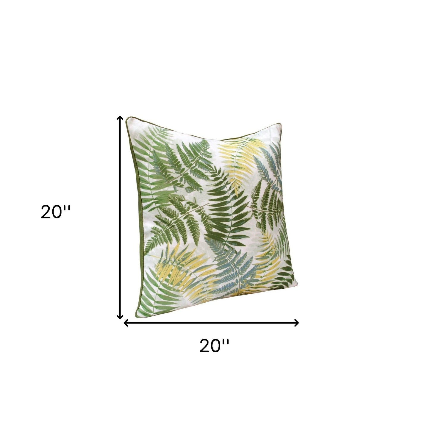 Set of Two 20" X 20" Green and Yellow Botanical Polyester Zippered Pillow