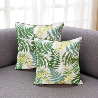 Set of Two 20" Green and Yellow Throw Pillows