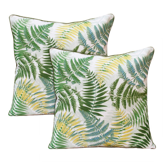 Set of Two 20" Green and Yellow Throw Pillows