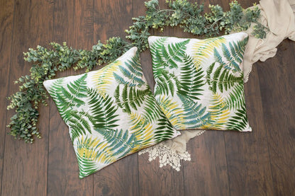 Set of Two 20" Green and Yellow Throw Pillows