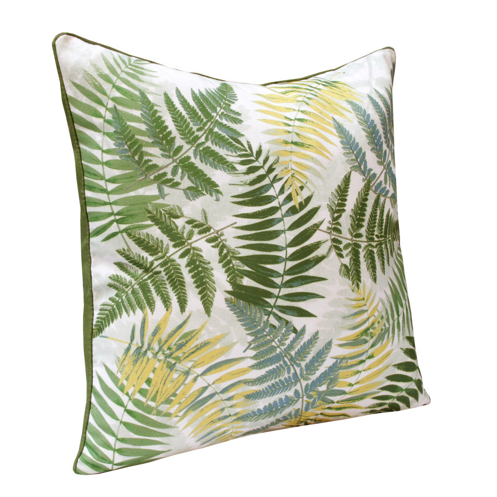 Set of Two 20" X 20" Green and Yellow Botanical Polyester Zippered Pillow