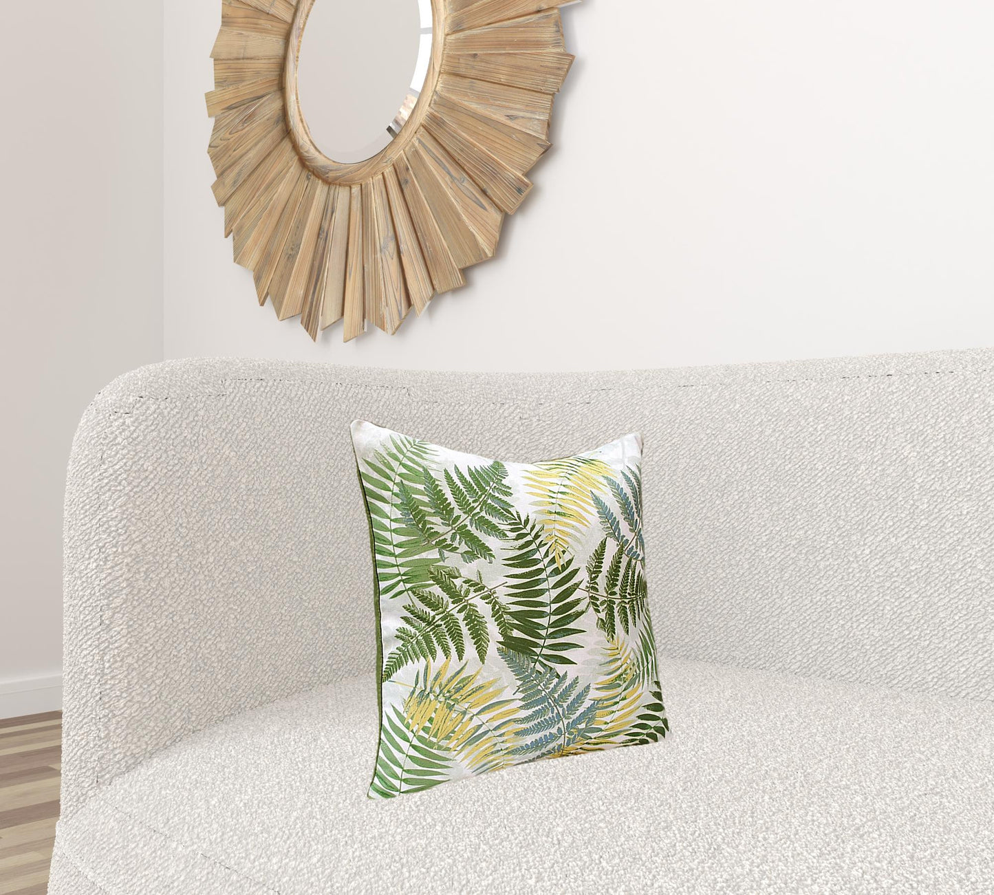 Set of Two 20" X 20" Green and Yellow Botanical Polyester Zippered Pillow