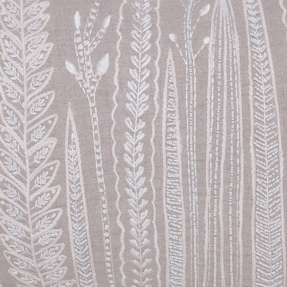 Natural and Ivory Throw Pillow with Embroidery