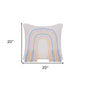 20" Blue And Off White Braided Cotton Throw Pillow with Fringe