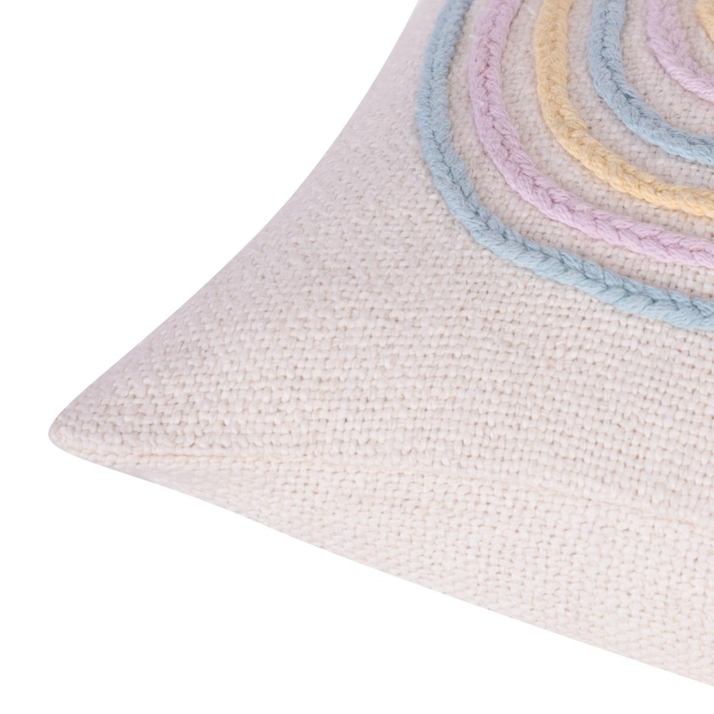 20" Blue And Off White Braided Cotton Throw Pillow with Fringe