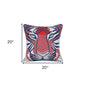 20" Blue And Red Cheetah Cotton Throw Pillow with Embroidery