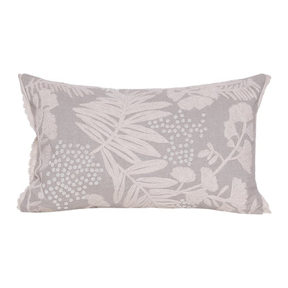 Natural and Ivory Throw Pillow with Embroidery