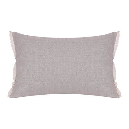 Natural and Ivory Throw Pillow with Embroidery