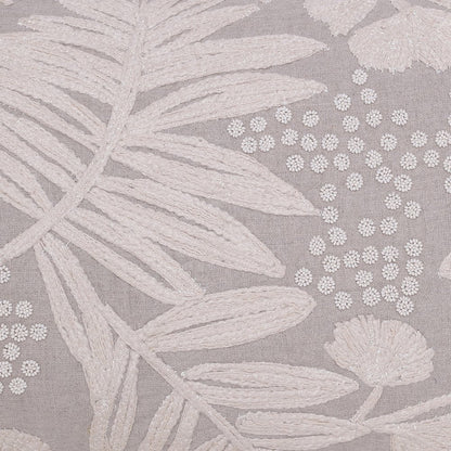 Natural and Ivory Throw Pillow with Embroidery