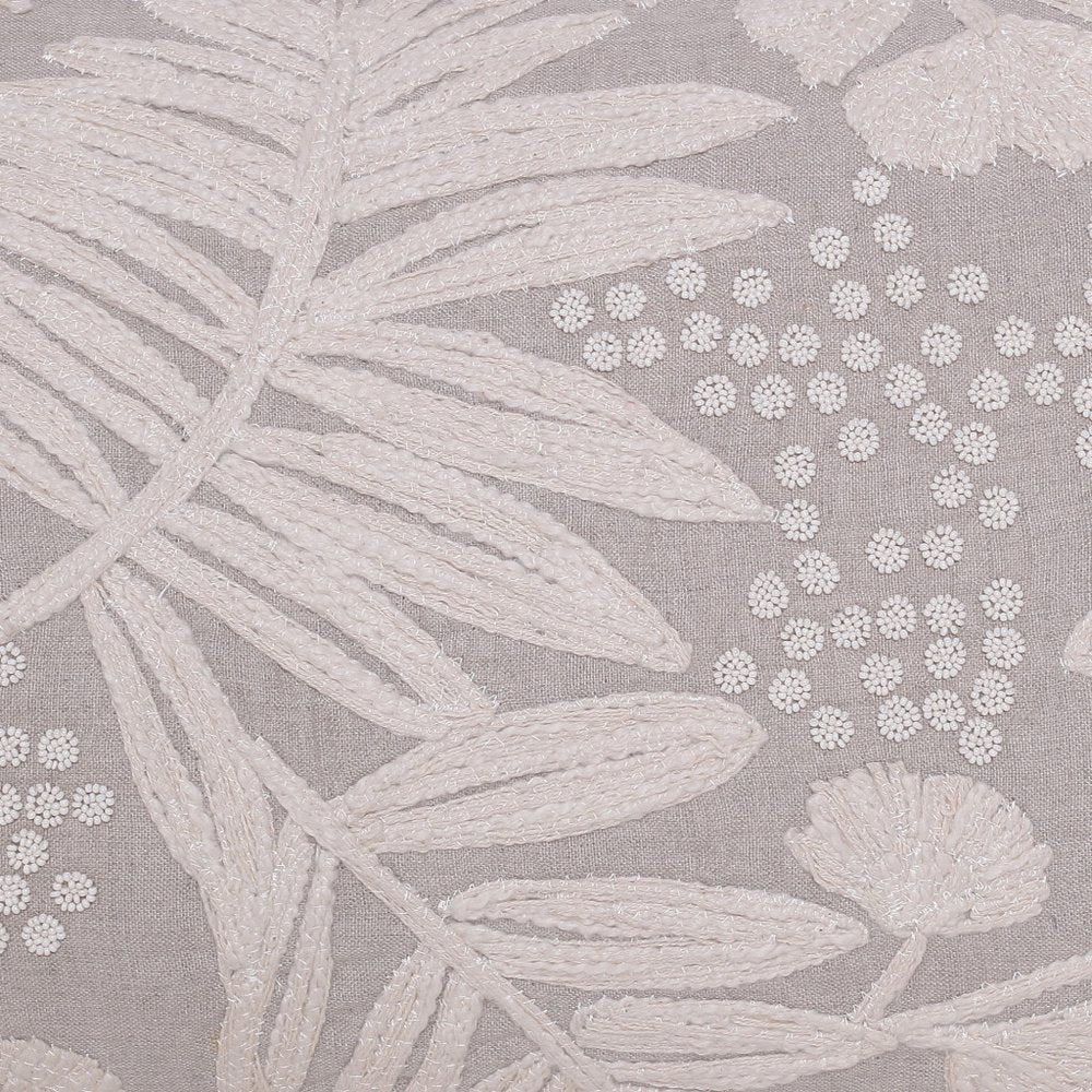 Natural and Ivory Throw Pillow with Embroidery