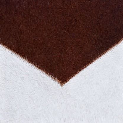 20" X 20" Brown and Ivory Geometric Faux Leather Zippered Pillow