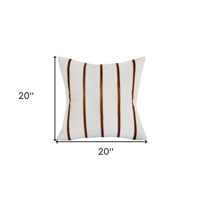 20" Brown and Ivory Throw Pillow