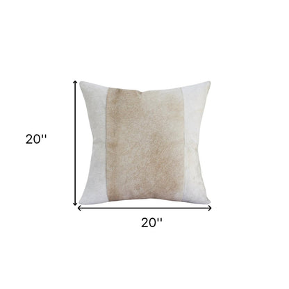 20" Beige and Ivory Throw Pillow