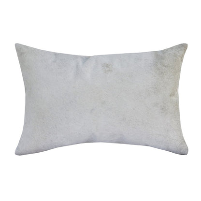 16" X 24" Ivory Faux Leather Zippered Pillow
