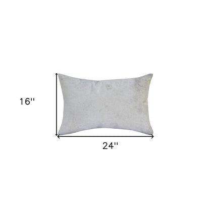 16" X 24" Ivory Faux Leather Zippered Pillow