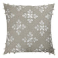 20" Beige and Ivory Throw Pillow with Embroidery
